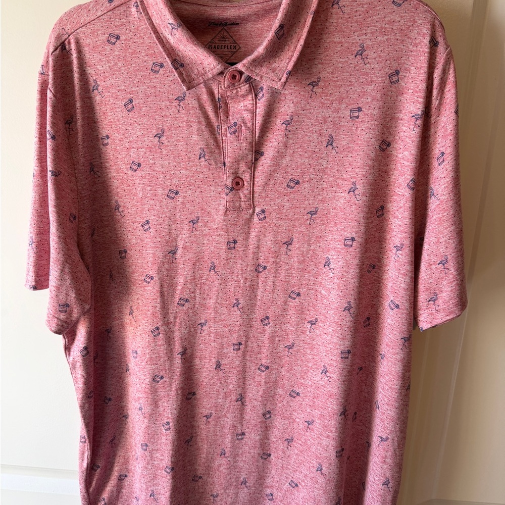 Men's Heather Pink Polo Shirt with Micro Print